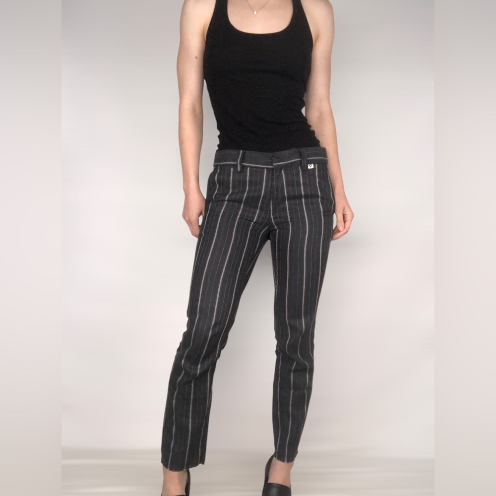 BSBEE Oxford Pant Becca‎ Linen Stripe Low Rise Pants Size 26 Italy